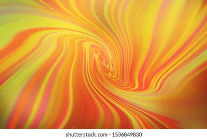 Light Orange vector pattern with night sky stars. Shining colored illustration with bright astronomical stars. Best design for your ad, poster, banner.