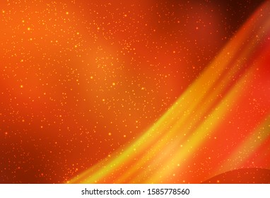 Light Orange vector pattern with night sky stars. Shining colored illustration with bright astronomical stars. Template for cosmic backgrounds.