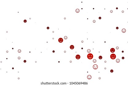 Light Orange vector pattern with positive smiles. Blurred decorative design of smiles in doodle style. Pattern for parties, gifts, congratulations.