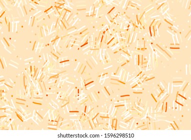 Light Orange vector pattern with sharp lines, dots. Colorful shining illustration with lines on abstract template. Pattern for ad, booklets, leaflets.