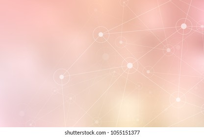Light Orange vector pattern with spheres, triangles. Colorful illustration with circles and lines in futuristic style. Pattern can be used for ads, leaflets.