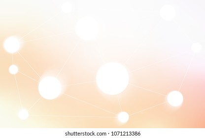 Light Orange vector pattern with spheres, triangles. Illustration with set of colorful abstract circles and lines. Beautiful design for your business advert.