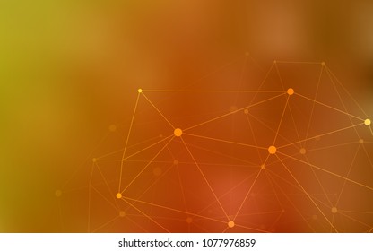 Light Orange vector pattern with spheres, triangles. Design with connection of dots and lines on colorful background. Pattern can be used for beautiful websites.