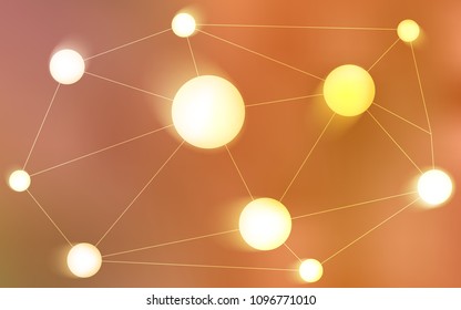 Light Orange vector pattern with spheres, triangles. Glitter abstract illustration with connection of triangle structure. New design for ad, poster, banner of your website.