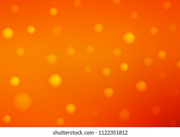 Light Orange vector pattern with spheres. Glitter abstract illustration with blurred drops of rain. The pattern can be used for beautiful websites.