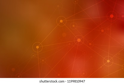 Light Orange vector pattern with spheres, triangles. Illustration with set of colorful abstract circles and lines. Pattern can be used as texture of wallpapers.