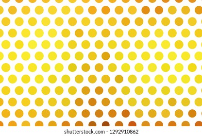 Light Orange vector pattern with spheres. Glitter abstract illustration with blurred drops of rain. Pattern for ads, leaflets.