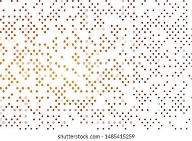Light Orange vector pattern with spheres. Glitter abstract illustration with blurred drops of rain. Template for your brand book.