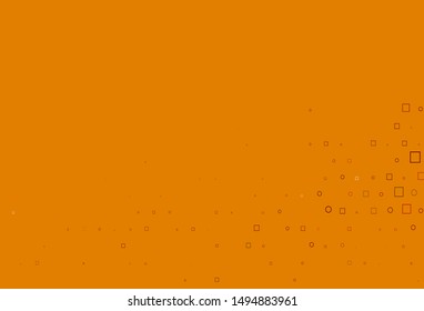 Light Orange vector pattern with spheres, squares. Decorative design in abstract style with circles, rectangles. Completely new template for your brand book.