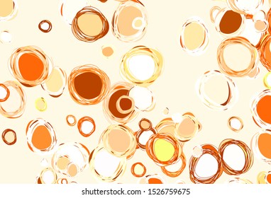 Light Orange vector pattern with spheres. Abstract illustration with colored bubbles in nature style. New template for your brand book.
