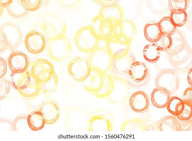 Light Orange vector pattern with spheres. Illustration with set of shining colorful abstract circles. Design for your business advert.