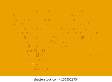 Light Orange vector pattern with spheres, squares. Illustration with set of shining colorful abstract circles, cubes. Design for business adverts.