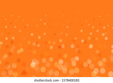 Light Orange vector pattern with spheres. Illustration with set of shining colorful abstract circles. Design for your business advert.
