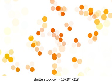 Light Orange vector pattern with spheres. Illustration with set of shining colorful abstract circles. Pattern for ads, leaflets.