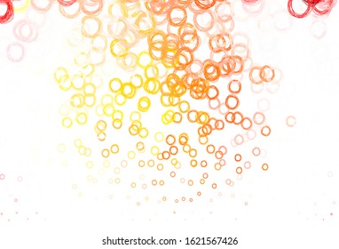 Light Orange vector pattern with spheres. Blurred decorative design in abstract style with bubbles. New template for your brand book.