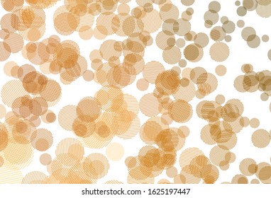 Light Orange vector pattern with spheres. Glitter abstract illustration with blurred drops of rain. Pattern for futuristic ad, booklets.