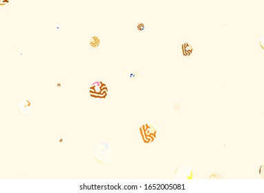 Light Orange vector pattern with spheres. Modern abstract illustration with colorful water drops. Pattern for beautiful websites.