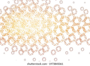 Light orange vector pattern with spheres. Blurred decorative design in abstract style with bubbles. Completely new template for your brand book.