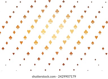 Light Orange vector pattern with symbol of cards. Colored illustration with hearts, spades, clubs, diamonds. Template for business cards of casinos.