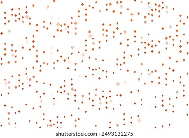 Patrón de Vector naranja claro con símbolos de cartas. Esbozo abstracto brillante con símbolos aislados de las tarjetas de juego. Diseño inteligente para su anuncio de negocios de casinos.