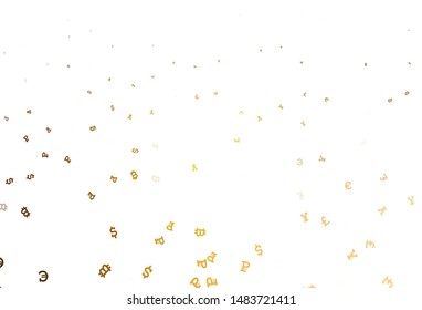 Light Orange vector pattern with symbols of currency. Blurred design in simple style with symbols of currency. Design for business advert of economic, wealth.
