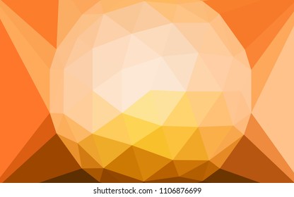 Light Orange vector polygon abstract background with a gem in a centre. Shining colorful illustration with triangles. Textured pattern for your backgrounds.