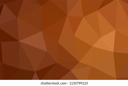 Light Orange vector polygonal background. Shining polygonal illustration, which consist of triangles. Triangular pattern for your design.