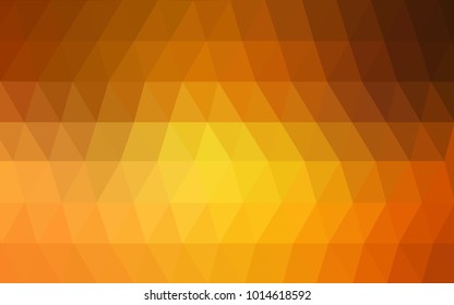 Light Orange vector polygonal illustration, which consist of triangles. Triangular pattern for your business design. Geometric background in Origami style with gradient. 