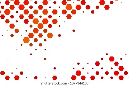 Light Orange vector polygonal illustration, which consist of hexagons. Hexagonal pattern for your business design. Geometric background in Origami style with gradient. 