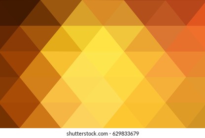 Light Orange vector polygonal illustration, which consist of triangles. Triangular pattern for your business design. Geometric background in Origami style with gradient. 