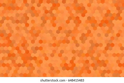 Light Orange vector polygonal illustration, which consist of hexagons. Hexagonal pattern for your business design. Geometric background in Origami style with gradient. 