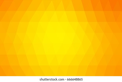 Light Orange vector polygonal illustration, which consist of triangles. Triangular pattern for your business design. Geometric background in Origami style with gradient. 