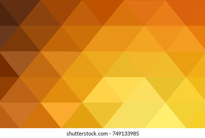 Light Orange vector polygonal illustration, which consist of triangles. Triangular design for your business. Creative geometric background in Origami style with gradient