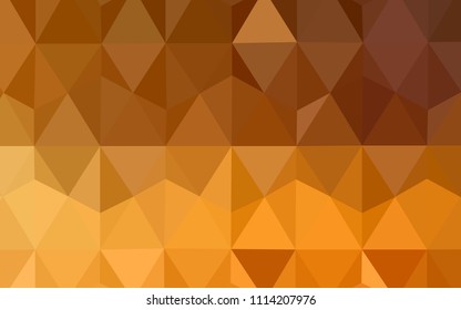 Light Orange vector polygonal pattern. Shining polygonal illustration, which consist of triangles. Brand new design for your business.