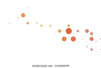 Light Orange vector red banner with set of circles, dots. Donuts Background. Creative Design Template. Technological halftone illustration.