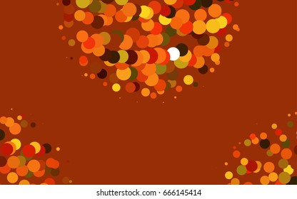 Light Orange vector red banner with set of circles, dots. Donuts Background. Creative Design Template. Technological halftone illustration.