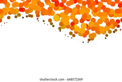 Light Orange vector red banner with set of circles, dots. Donuts Background. Creative Design Template. Technological halftone illustration.