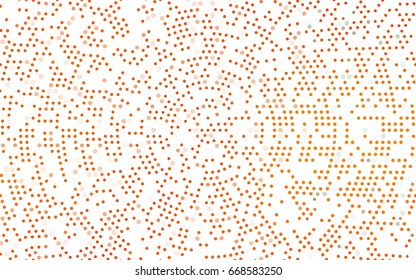 Light Orange vector red banner with set of circles, dots. Donuts Background. Creative Design Template. Technological halftone illustration.