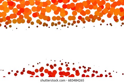 Light Orange vector red banner with set of circles, dots. Donuts Background. Creative Design Template. Technological halftone illustration.