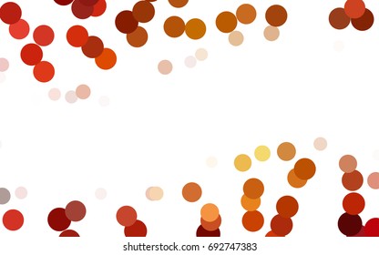 Light Orange vector red banner with set of circles, dots. Donuts Background. Creative Design Template. Technological halftone illustration.