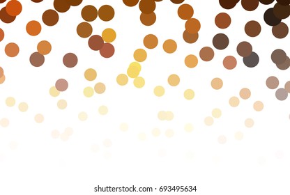 Light Orange vector red banner with set of circles, dots. Donuts Background. Creative Design Template. Technological halftone illustration.