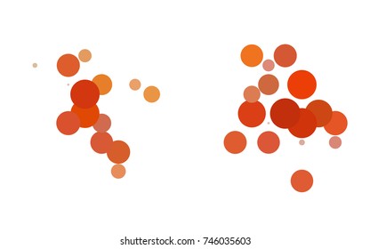 Light Orange vector red banner with set of circles, dots. Donuts Background. Creative Design Template. Technological halftone illustration.