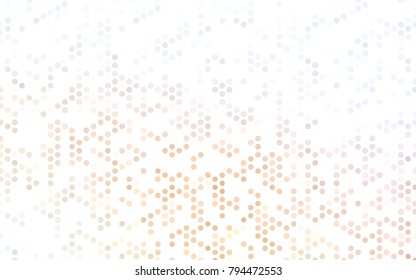 Light Orange vector red banner with set of circles, dots. Donuts Background. Creative Design Template. Technological halftone illustration.