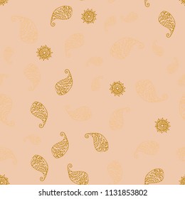Light Orange vector seamless abstract background with leaves and flowers. Doodle illustration of leaves and flowers in Origami style. A new texture for your wallpaper design.