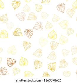 Light Orange vector seamless abstract background with leaves. leaves on elegant natural pattern with gradient. Pattern for design of fabric, wallpapers.