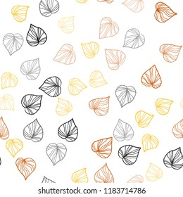 Light Orange vector seamless abstract backdrop with leaves. Modern geometrical abstract illustration with leaves. Template for business cards, websites.