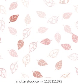 Light Orange vector seamless abstract design with leaves. A vague abstract illustration with leaves in doodles style. Trendy design for wallpaper, fabric makers.