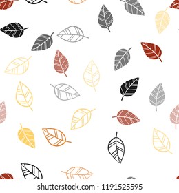 Light Orange vector seamless abstract background with leaves. Creative illustration in blurred style with leaves. Pattern for design of fabric, wallpapers.