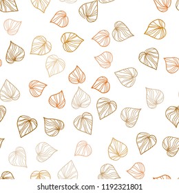 Light Orange vector seamless abstract pattern with leaves. Creative illustration in blurred style with leaves. Pattern for trendy fabric, wallpapers.