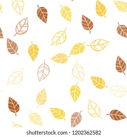Light Orange vector seamless abstract design with leaves. Creative illustration in blurred style with leaves. Design for textile, fabric, wallpapers.